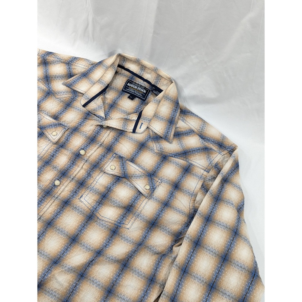 Rough Stock Panhandle Slim Shirt Pearl Snap Long Sleeve Metallic Plaid Men's XL